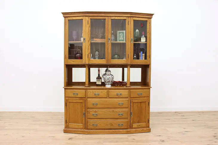 Arts & Crafts Oak Antique Craftsman Bar or China Cabinet #46885