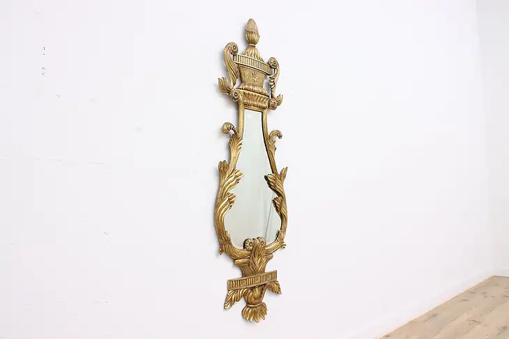 French Empire Vintage Bevel Mirror Burnished Gold Pineapple #45700