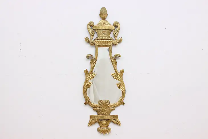 French Empire Vintage Bevel Mirror Burnished Gold Pineapple #46905