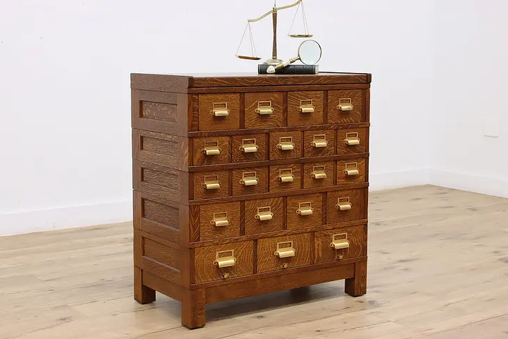 Arts & Crafts Antique 21 Drawer Oak File Cabinet, Yawman #40674