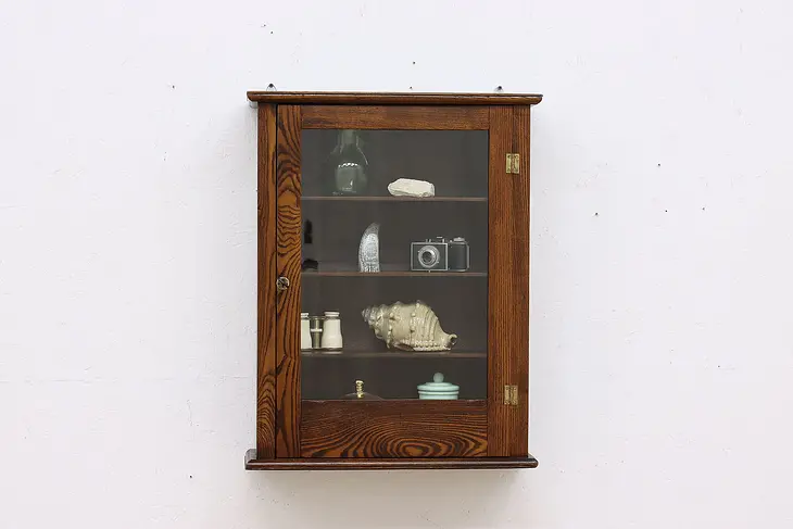 Arts & Crafts Antique Oak Medicine Chest or Hanging Cupboard #45487