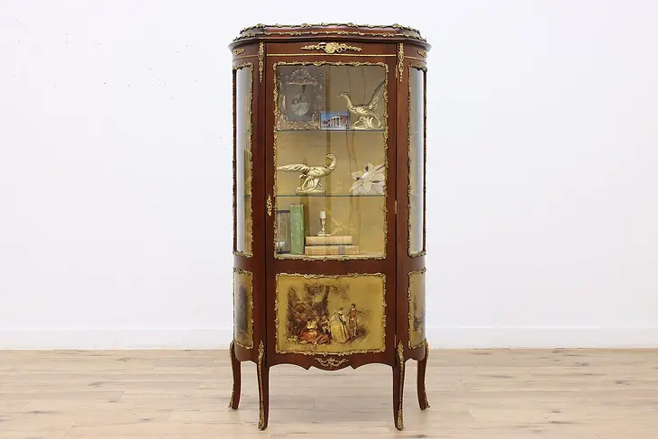 French Vintage Vernis Martin Vitrine Curio Display Cabinet #45694