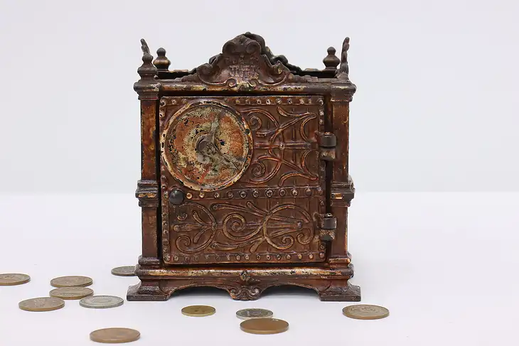 Victorian Antique Cast Iron Coin Bank, Combination, Fidelity #46063