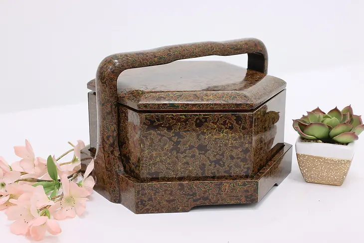 Japanese Traditional Vintage Tsugaru Nuri Lacquerware Box #46233