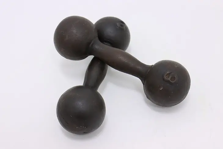 Pair of Antique 3 Pound Iron Dumbbells or Weights #46893
