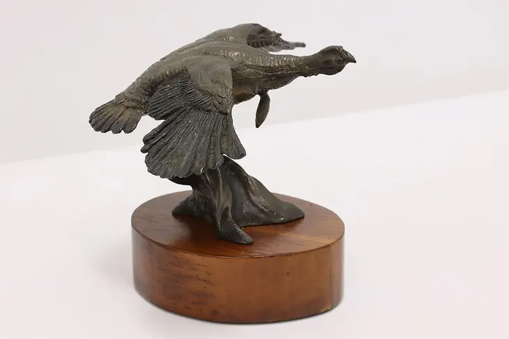 Wild Turkey Statue Vintage Bronze Bird Sculpture, Sweeten #46609