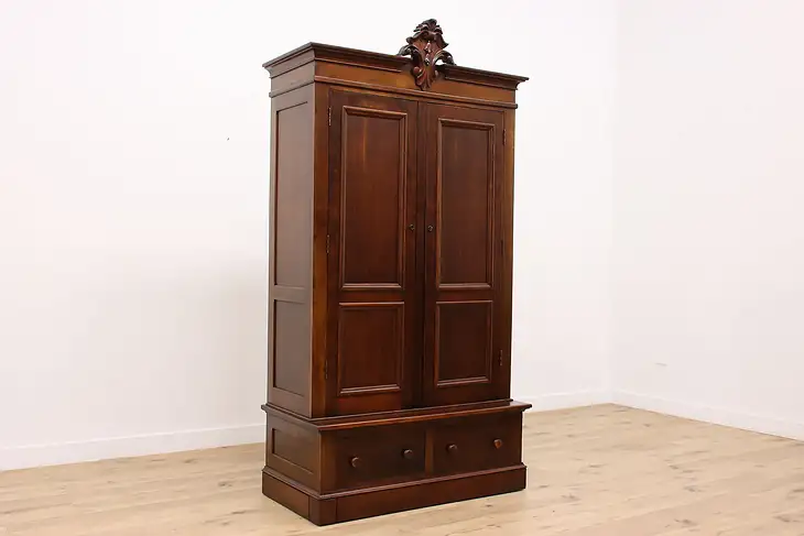 Victorian Antique Armoire, Wardrobe, Closet, Secret Drawers #46917