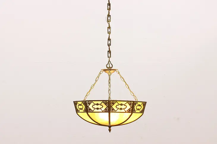 Stained Glass Curved Shade Antique Ceiling Light Fixture #43423