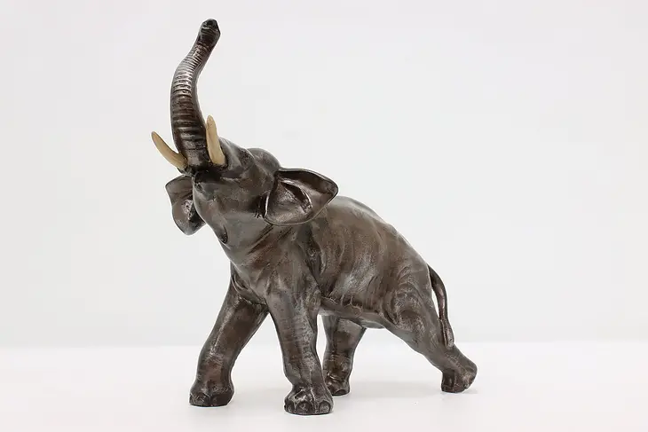 Roaring Elephant Vintage Bronze Finish Iron Statue #46632