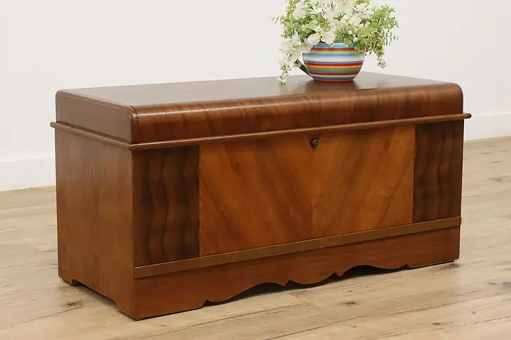 Art Deco Vintage Waterfall Cedar Chest or Trunk, Cavalier #45186