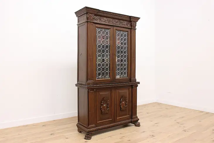 Italian Renaissance Antique Walnut China Cabinet or Bookcase #47038