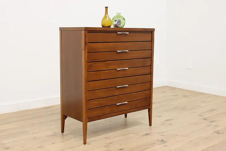 Midcentury Modern 60s Vintage Walnut Tall Chest, Lane #47095