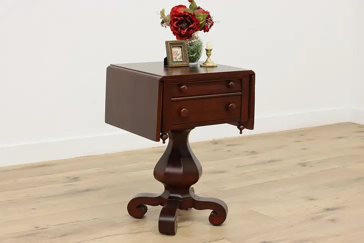 Empire Antique Mahogany Drop Leaf Nightstand or Lamp Table #47028