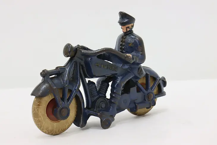 Painted Cast Iron Vintage Champion Motorcycle Policeman Toy #46044
