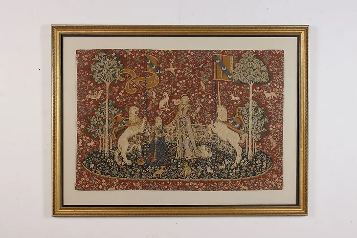 Lady & the Unicorn Taste Antique Needlepoint Tapestry, 51.5" #47152