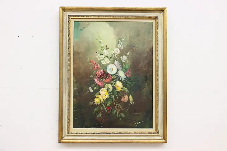 Floral Still Life Vintage Original Oil Painting, Morro 39" #46461