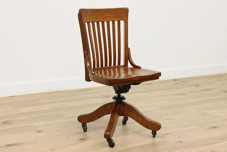 Karpen Antique Oak Swivel & Adjustable Office Desk Chair #46890