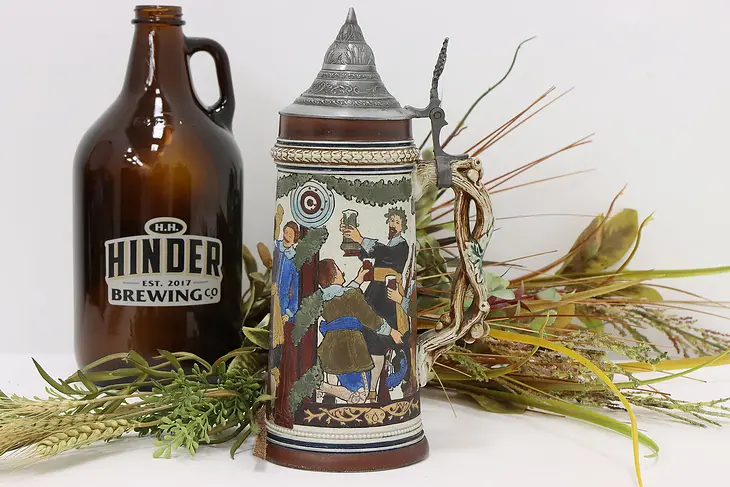 German Farmhouse Antique Beer Stein or Mug, Shooting Contest #45867