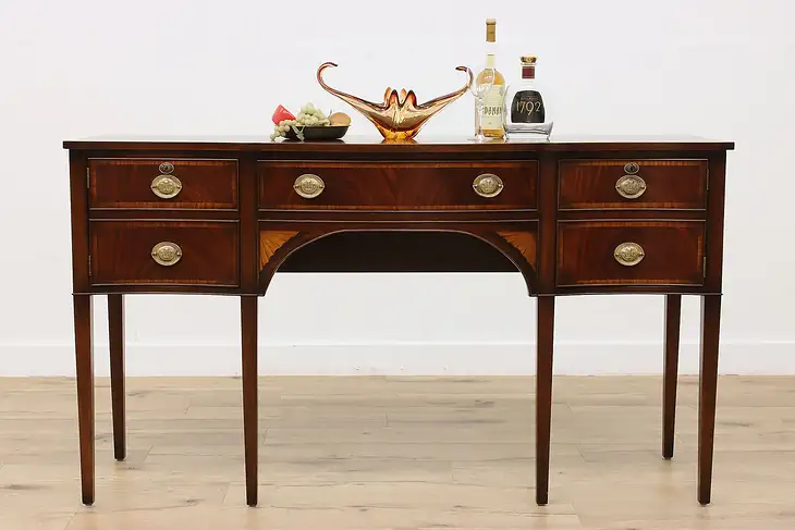 Georgian Design Vintage Mahogany Marquetry Server Sideboard #46409