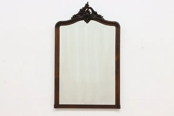 French Antique Art Nouveau Carved Rosewood Mirror #47199