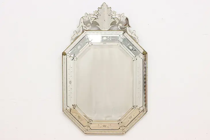 Murano Venetian Italian Vintage Reverse Etched Wall Mirror #47191