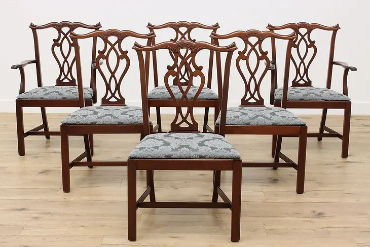Set of 6 Vintage Georgian Design Mahogany Dining Chairs #47302