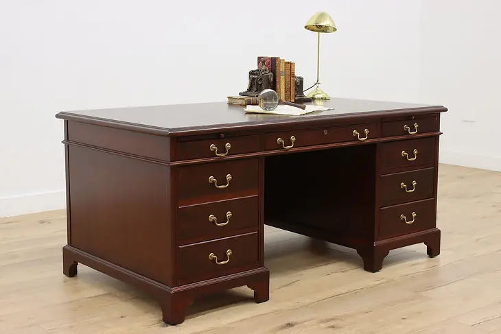Traditional Office Library Vintage Walnut Desk, File Drawer #47379