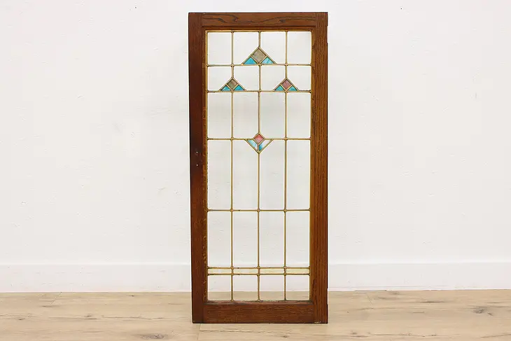 Arts & Crafts Antique Arch Salvage Stained Glass Window Door #47319
