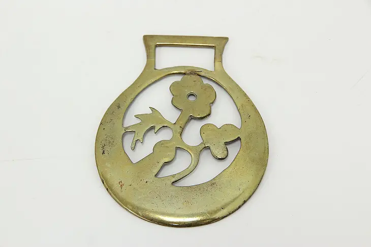 Horse Vintage Brass Harness Medallion, Flower #45904