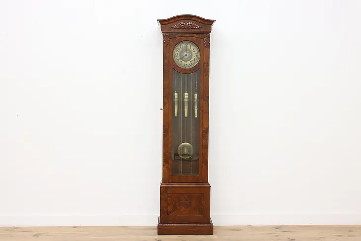 German Antique Mahogany Tall Case Grandfather Clock, Isgus #44613