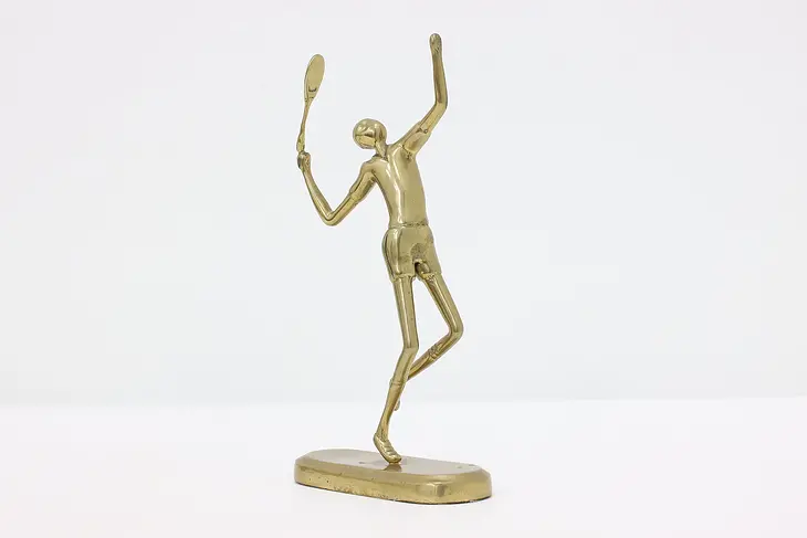 Brass Vintage Statue Tennis Player Sculpture, Taiwan #45094