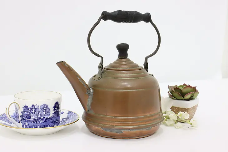 Farmhouse Antique Copper Tea Pot or Kettle #44147