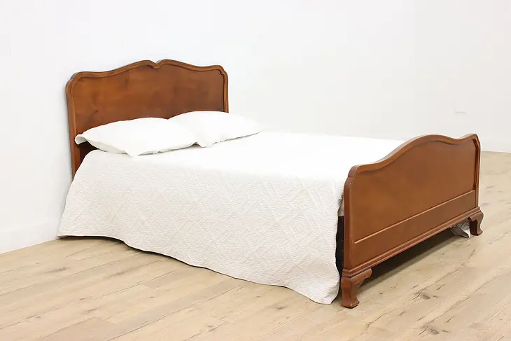 French Design Vintage Mahogany & Birch Full Double Size Bed #41102