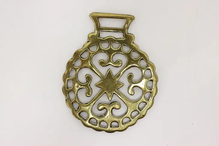 Horse Antique Brass Harness Medallion, Hearts #45433