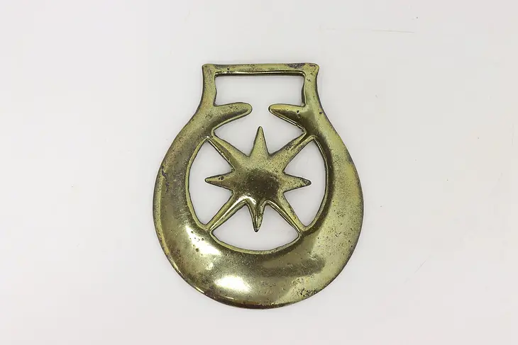 Horse Antique Brass Harness Medallion, Star #45884