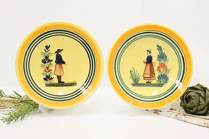 Pair of Hand Painted Vintage Henriot Quimper Plates #44021
