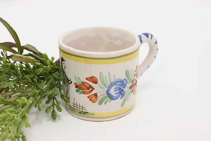 French Vintage Quimper Hand Painted Cup or Mug, Brittany #44025