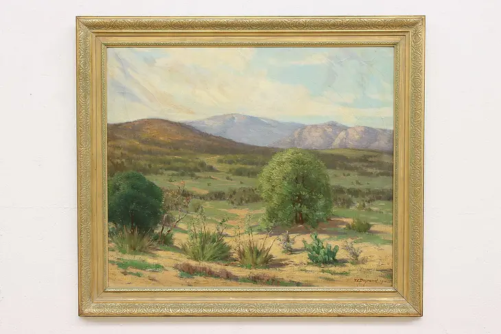 Desert Mountains Antique Original Oil Painting Peyraud 45.5" #47399