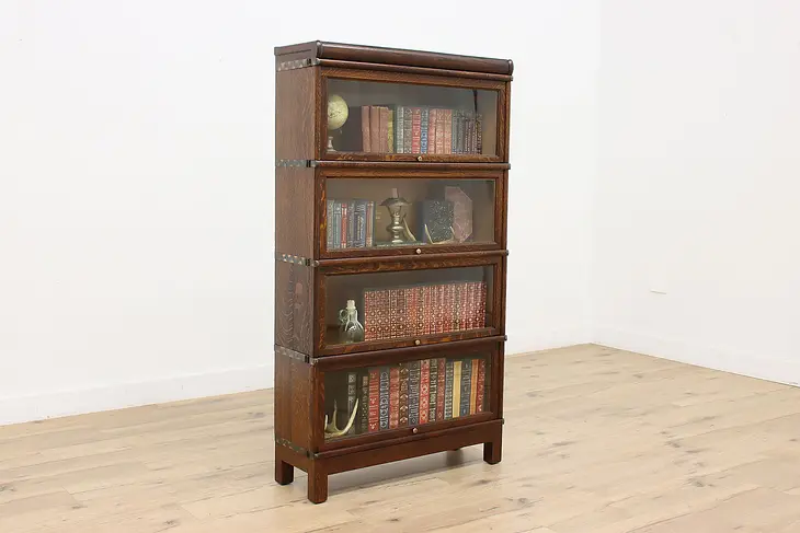 Macey Antique 4 Stack Lawyer Oak Bookcase, Bath Cabinet #39626