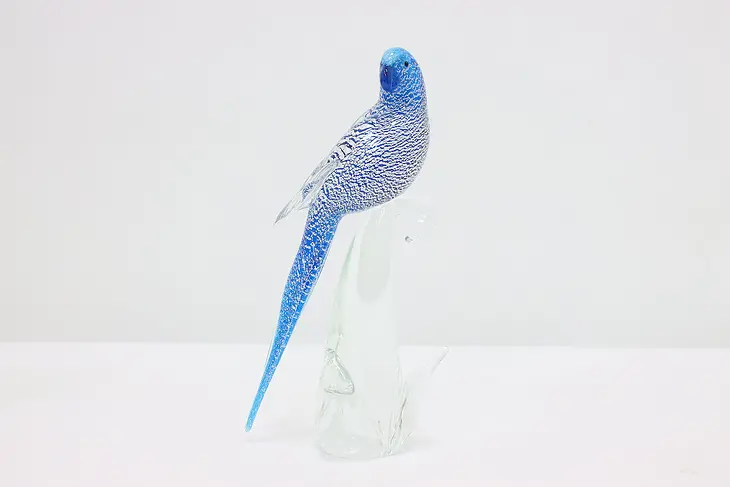 Murano Art Glass Vintage Italian Blue, Silver Bird Sculpture #47604