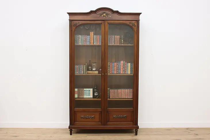 French Antique Mahogany Office Bookcase or Display Cabinet #37707