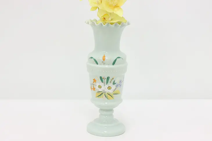 Victorian Antique Hand Painted Blown Glass Vase, Flowers #47620