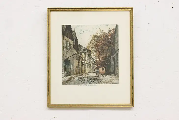 Vienna Street Scene Vintage Original Etching, Kasimir 16" #47000