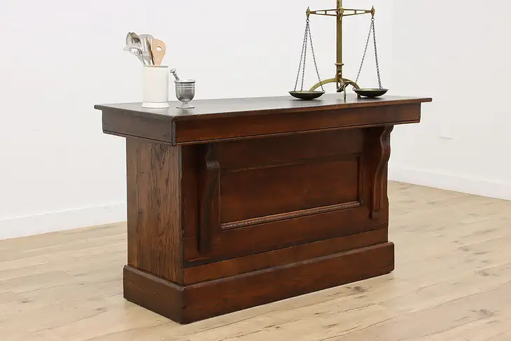 Victorian Farmhouse Antique Oak Store Counter Kitchen Island #37786