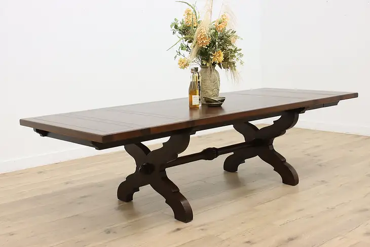 Traditional Cherry Dining Table, 2 Leaves Open 82," Hickory #47463