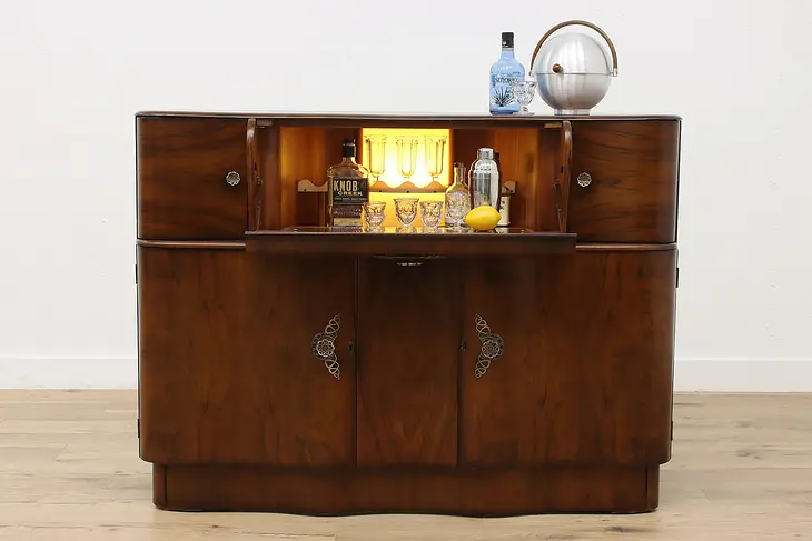 Art Deco Vintage English Bar Cabinet, Bakelite, Stonehill #47631