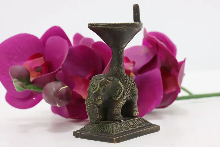 Asian Antique Bronze Elephant Sculpture & Incense Burner #47799