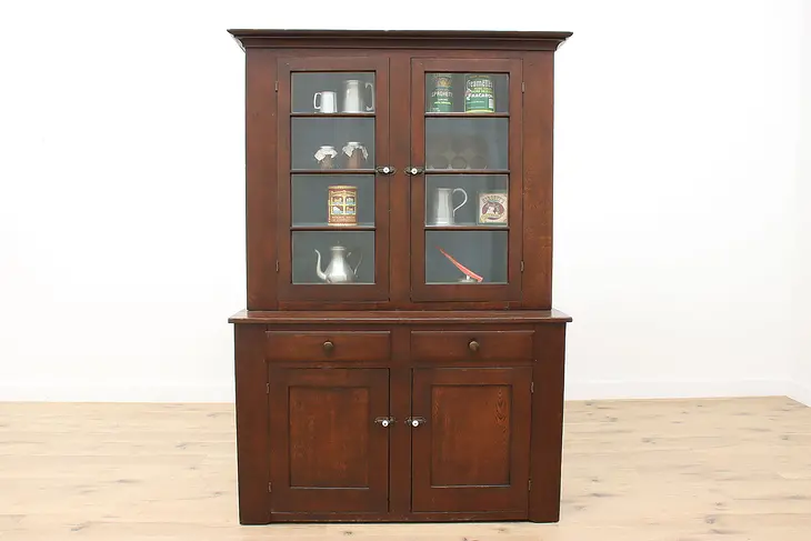 Farmhouse Antique Poplar Kitchen Pantry Cabinet or Cupboard #48020