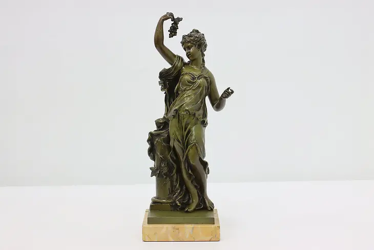 French Antique Bronze Sculpture of Goddess w/ Grapes Clodion #48013