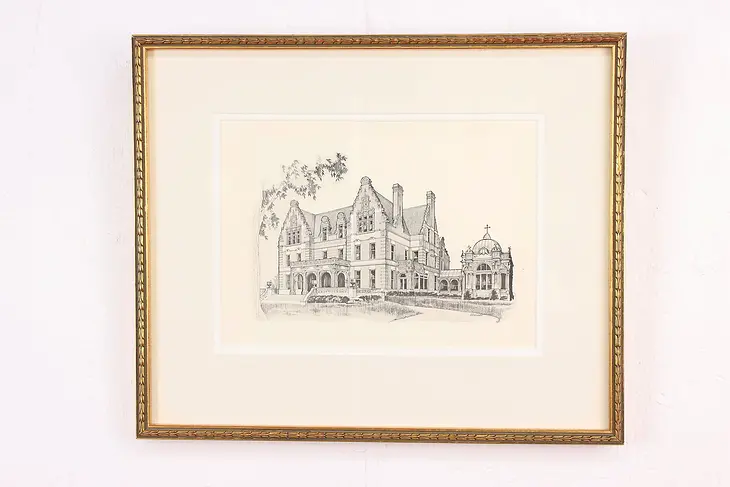 Pabst Mansion Original Vintage Engraving, Weinman 16.5" #48029